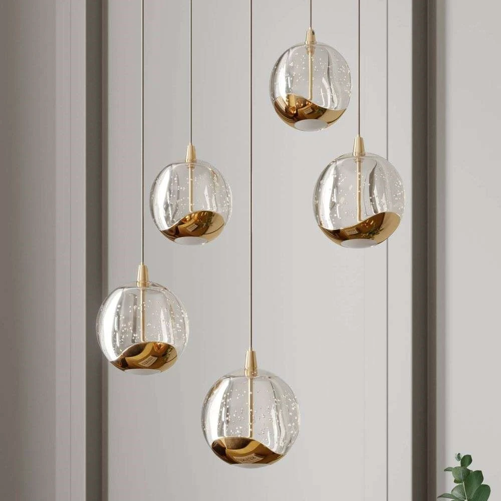 Hayley 5 Hanglamp Clear/Gold - Lucande - Koop Online 5 Hayley 5 Hanglamp Clear/Gold - Lucande - Koop Online - Afbeelding 3