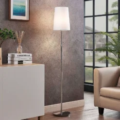 Pordis Vloerlamp Chrome/White - Lucande - Koop Online -Lucande 42510965634503