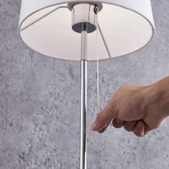 Pordis Vloerlamp Chrome/White - Lucande - Koop Online -Lucande 42510965634506
