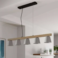 Kalinda Hanglamp Grey/Oak - Lucande - Koop Online -Lucande 42510965665503