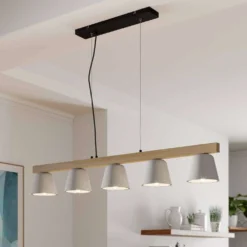 Kalinda Hanglamp Grey/Oak - Lucande - Koop Online -Lucande 42510965665506