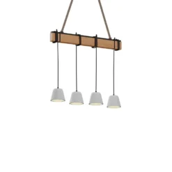 Hakona 4 Hanglamp Concrete/Wood - Lucande - Koop Online