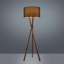 Auriane Vloerlamp Black/Walnut - Lucande - Koop Online -Lucande 42510965778225