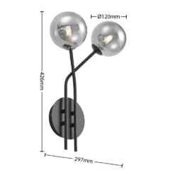 Wynina 2 Wandlamp Black/Smoke - Lucande - Koop Online -Lucande 42519117044574