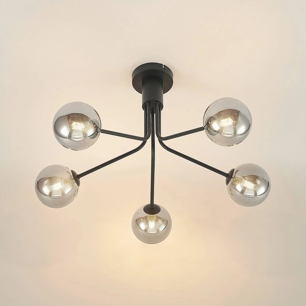 Wynina 5 Plafondlamp Black/Smoke - Lucande - Koop Online 7 Wynina 5 Plafondlamp Black/Smoke - Lucande - Koop Online - Afbeelding 5