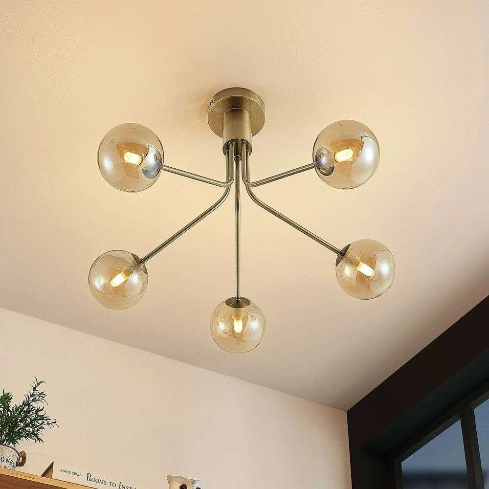 Wynina 5 Plafondlamp Brass/Amber - Lucande - Koop Online 4 Wynina 5 Plafondlamp Brass/Amber - Lucande - Koop Online - Afbeelding 2