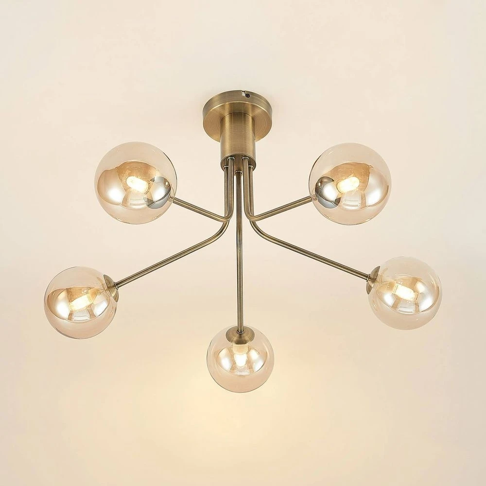 Wynina 5 Plafondlamp Brass/Amber - Lucande - Koop Online 7 Wynina 5 Plafondlamp Brass/Amber - Lucande - Koop Online - Afbeelding 5