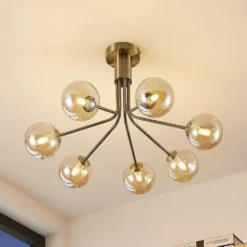 Wynina 7 Plafondlamp Brass/Amber - Lucande - Koop Online -Lucande 42519117045012