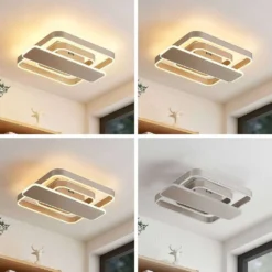 Linetti Square 40 Plafondlamp Nickel - Lucande - Koop Online -Lucande 42519117108162