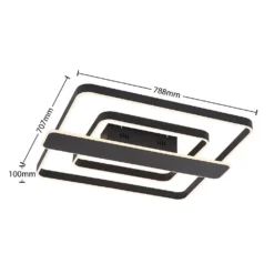 Linetti Square 70 Plafondlamp Black - Lucande - Koop Online -Lucande 42519117108234