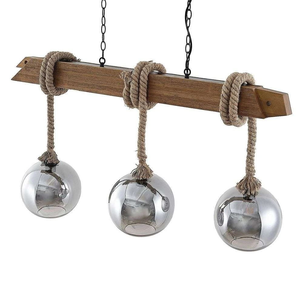 Mevan 3 Hanglamp Wood/Smoke - Lucande - Koop Online 3 Mevan 3 Hanglamp Wood/Smoke - Lucande - Koop Online