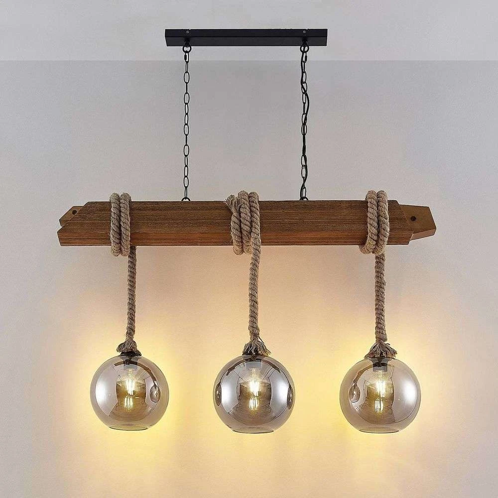 Mevan 3 Hanglamp Wood/Smoke - Lucande - Koop Online 5 Mevan 3 Hanglamp Wood/Smoke - Lucande - Koop Online - Afbeelding 3