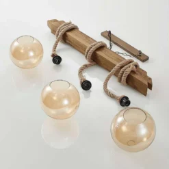 Mevan 3 Hanglamp Wood/Amber - Lucande - Koop Online -Lucande 42519117112957