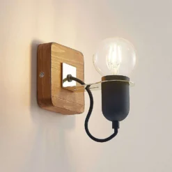 Becky Wandlamp Black/Wood - Lucande - Koop Online -Lucande 42519117120635