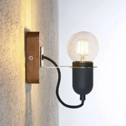 Becky Wandlamp Black/Wood - Lucande - Koop Online -Lucande 42519117120636