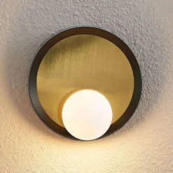 Andelina Wandlamp Brass/Black/Opal - Lucande - Koop Online -Lucande 42519117121175