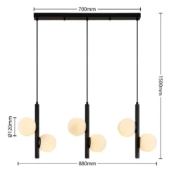 Emarin 3 Hanglamp Black/Opal - Lucande - Koop Online -Lucande 42519117130603