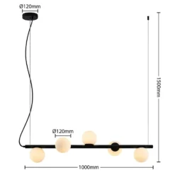 Emarin Long Hanglamp Black/Opal - Lucande - Koop Online -Lucande 42519117130843