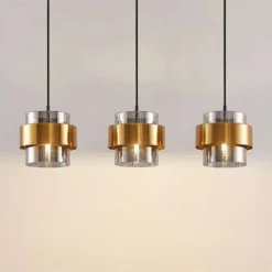Ikibare 3 Hanglamp Black/Brass/Smoke - Lucande - Koop Online -Lucande 42519117132205