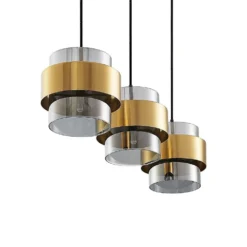 Ikibare 3 Hanglamp Black/Brass/Smoke - Lucande - Koop Online -Lucande 42519117132206