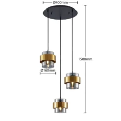 Ikibare Cluster Hanglamp Black/Brass/Smoke - Lucande - Koop Online -Lucande 42519117132373