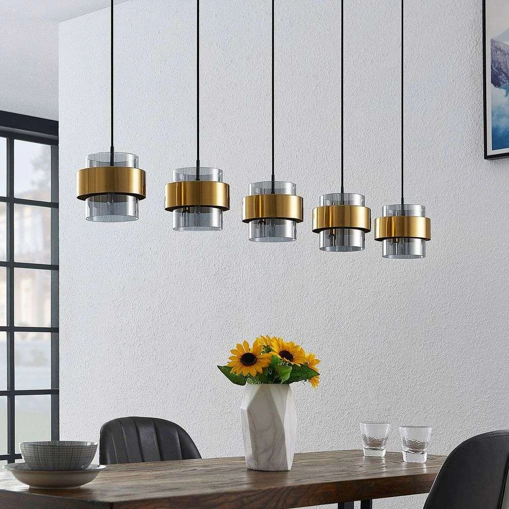 Ikibare 5 Hanglamp Black/Brass/Smoke - Lucande - Koop Online 4 Ikibare 5 Hanglamp Black/Brass/Smoke - Lucande - Koop Online - Afbeelding 2