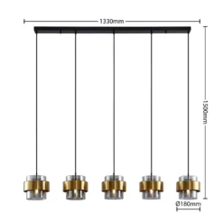 Ikibare 5 Hanglamp Black/Brass/Smoke - Lucande - Koop Online 10 Ikibare 5 Hanglamp Black/Brass/Smoke - Lucande - Koop Online -Lucande 42519117132443