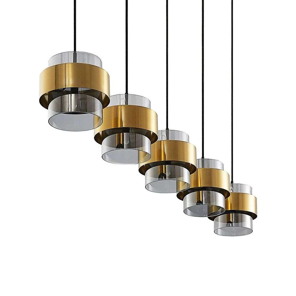 Ikibare 5 Hanglamp Black/Brass/Smoke - Lucande - Koop Online 6 Ikibare 5 Hanglamp Black/Brass/Smoke - Lucande - Koop Online - Afbeelding 4