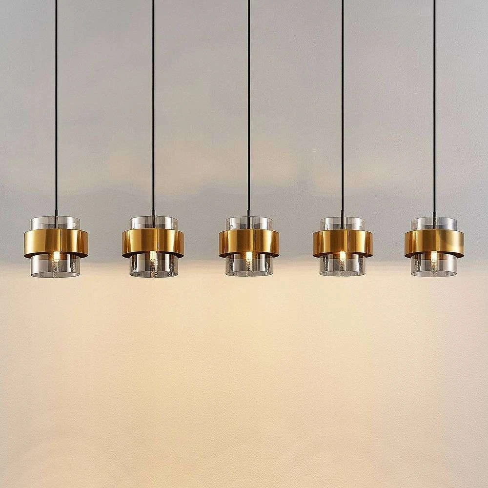Ikibare 5 Hanglamp Black/Brass/Smoke - Lucande - Koop Online 7 Ikibare 5 Hanglamp Black/Brass/Smoke - Lucande - Koop Online - Afbeelding 5