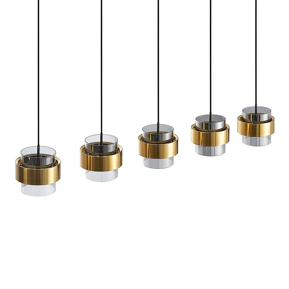Ikibare 5 Hanglamp Black/Brass/Smoke - Lucande - Koop Online 8 Ikibare 5 Hanglamp Black/Brass/Smoke - Lucande - Koop Online - Afbeelding 6