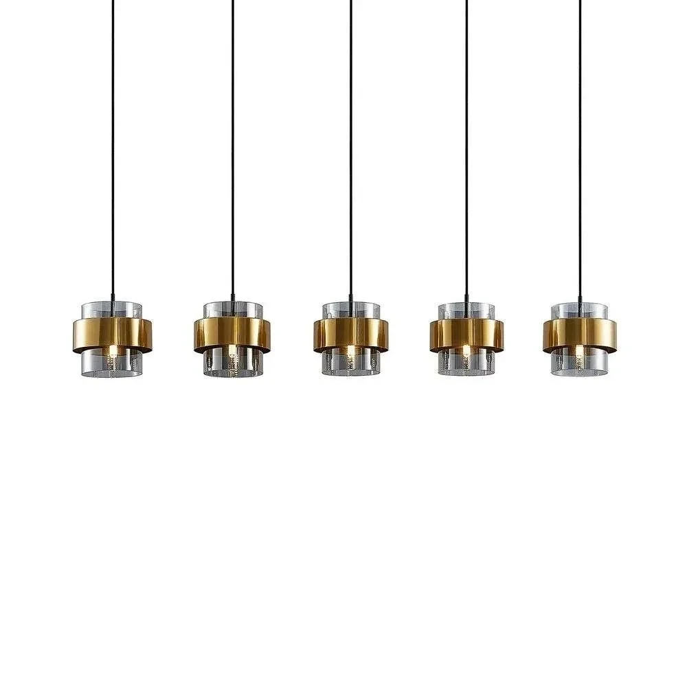 Ikibare 5 Hanglamp Black/Brass/Smoke - Lucande - Koop Online 3 Ikibare 5 Hanglamp Black/Brass/Smoke - Lucande - Koop Online
