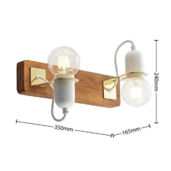Becky Wandlamp Wood/White/Brass - Lucande - Koop Online -Lucande 42519117136713