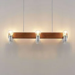 Becky Hanglamp Wood/White/Brass - Lucande - Koop Online -Lucande 42519117136955