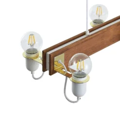 Becky Hanglamp Wood/White/Brass - Lucande - Koop Online -Lucande 42519117136956