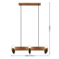 Becky Hanglamp Wood/Black/Brass - Lucande - Koop Online -Lucande 42519117137254