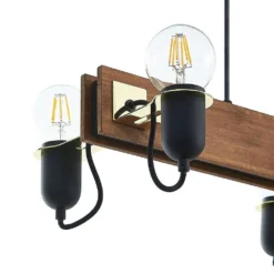 Becky Hanglamp Wood/Black/Brass - Lucande - Koop Online -Lucande 42519117137255