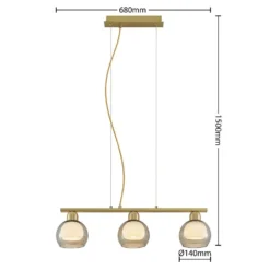 Mylah 3 Hanglamp L14 Brass - Lucande - Koop Online -Lucande 4251911730227 4