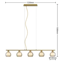 Mylah 5 Hanglamp Brass - Lucande - Koop Online -Lucande 4251911730241 4