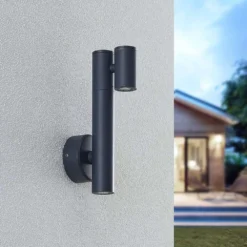 Saige 2 LED Buiten Wandlamp Dark Grey - Lucande - Koop Online -Lucande 42519117362744