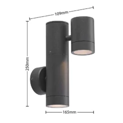 Maloney 2 Buiten Wandlamp Dark Grey - Lucande - Koop Online -Lucande 42519117364034