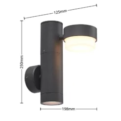 Marvella 2 Buiten Wandlamp Dark Grey - Lucande - Koop Online -Lucande 42519117364414