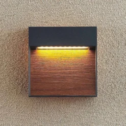 Sylvett LED Buiten Wandlamp Dark Grey/Dark Wood - Lucande - Koop Online -Lucande 4251911739763 4