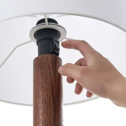 Lakira Taffellamp M White/Wood - Lucande - Koop Online -Lucande 42519117403876