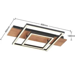 Chariska LED Plafondlamp Ø60 Wood/Black - Lucande - Koop Online -Lucande 4251911747478 3